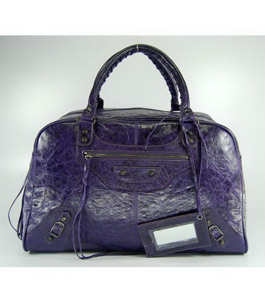 Balenciaga Agnello Tote Large Bag in viola scuro agnello